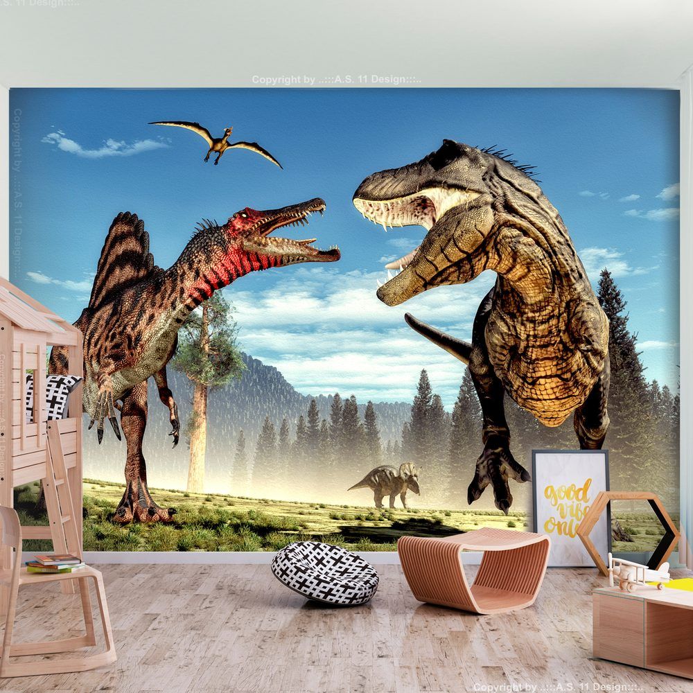 Fototapeta dinosaury - Fighting Dinosaurs - 450x315