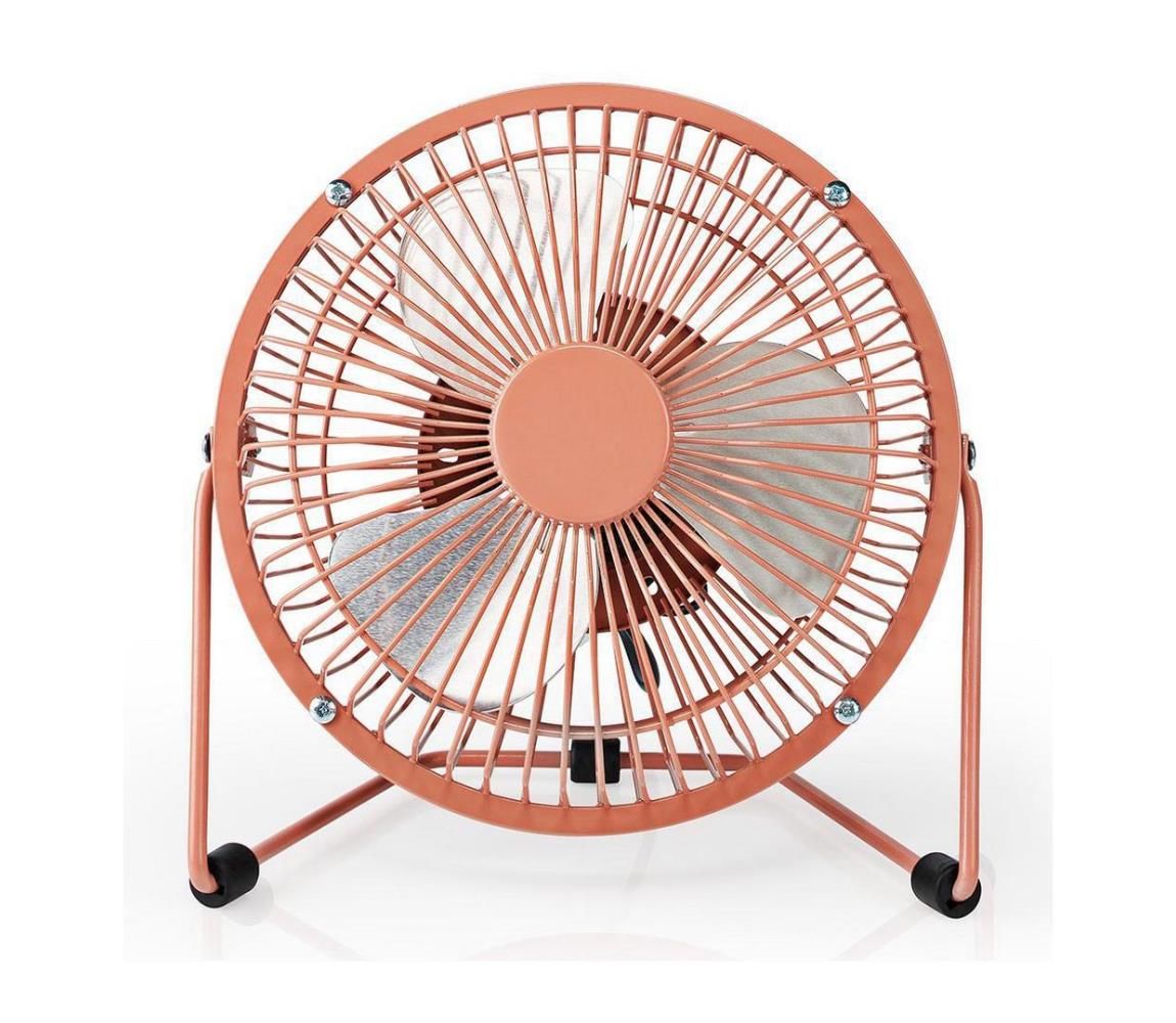 Nedis FNDK1PK15 - Stolný ventilátor 3W/USB 15 cm rosegold