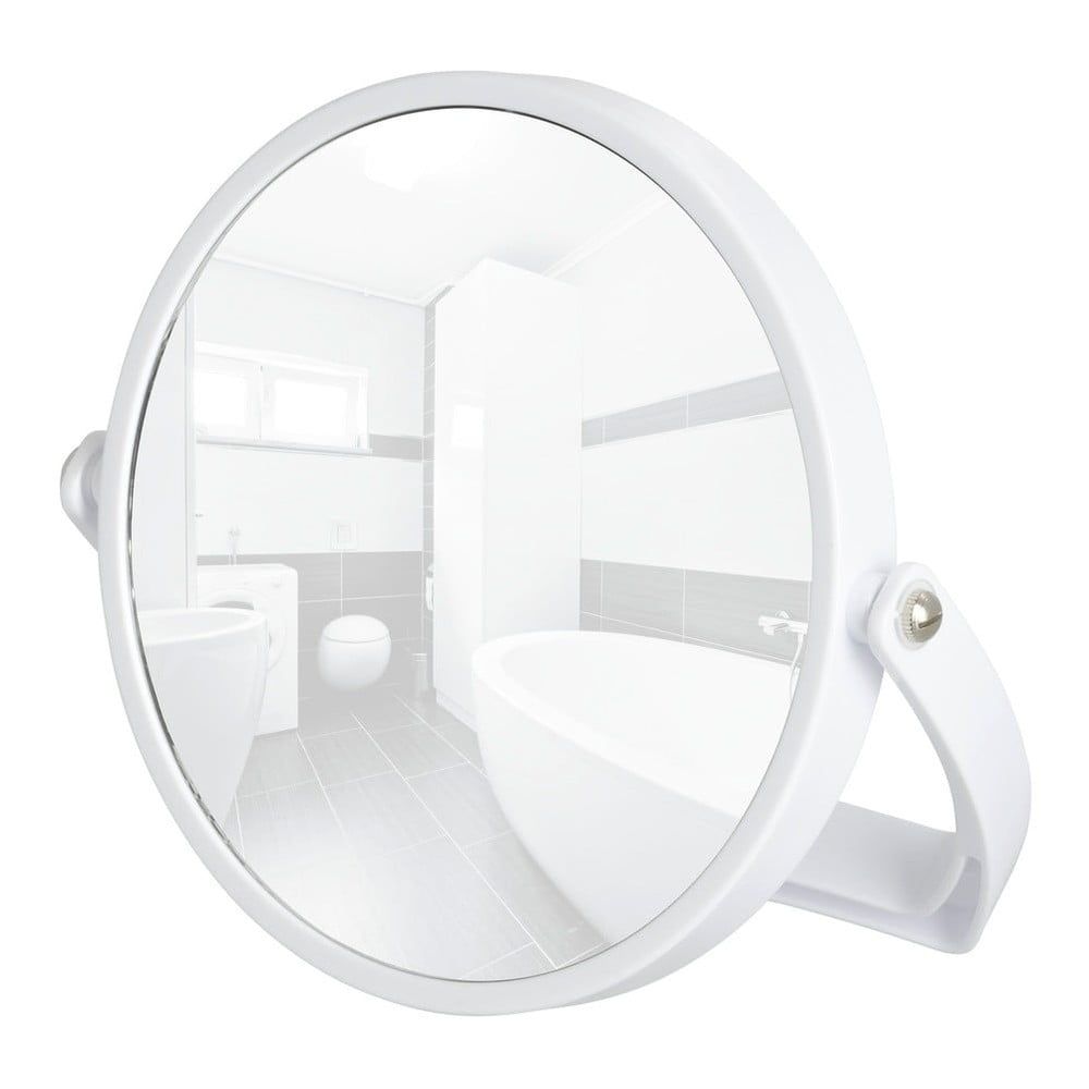 Biele kozmetické stojacie zrkadlo Noale, ø 16,5 cm