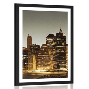 Plagát s paspartou nočný New York - 30x45 black