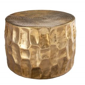 Estila Moderný okrúhly konferenčný stolík Siliguri s kladivkovým povrchom v zlatom prevedení 53cm