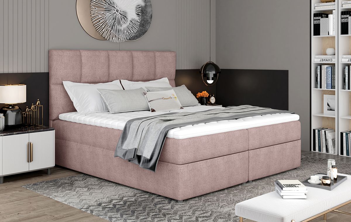 Čalúnená manželská posteľ s úložným priestorom Grosio 185 - ružová