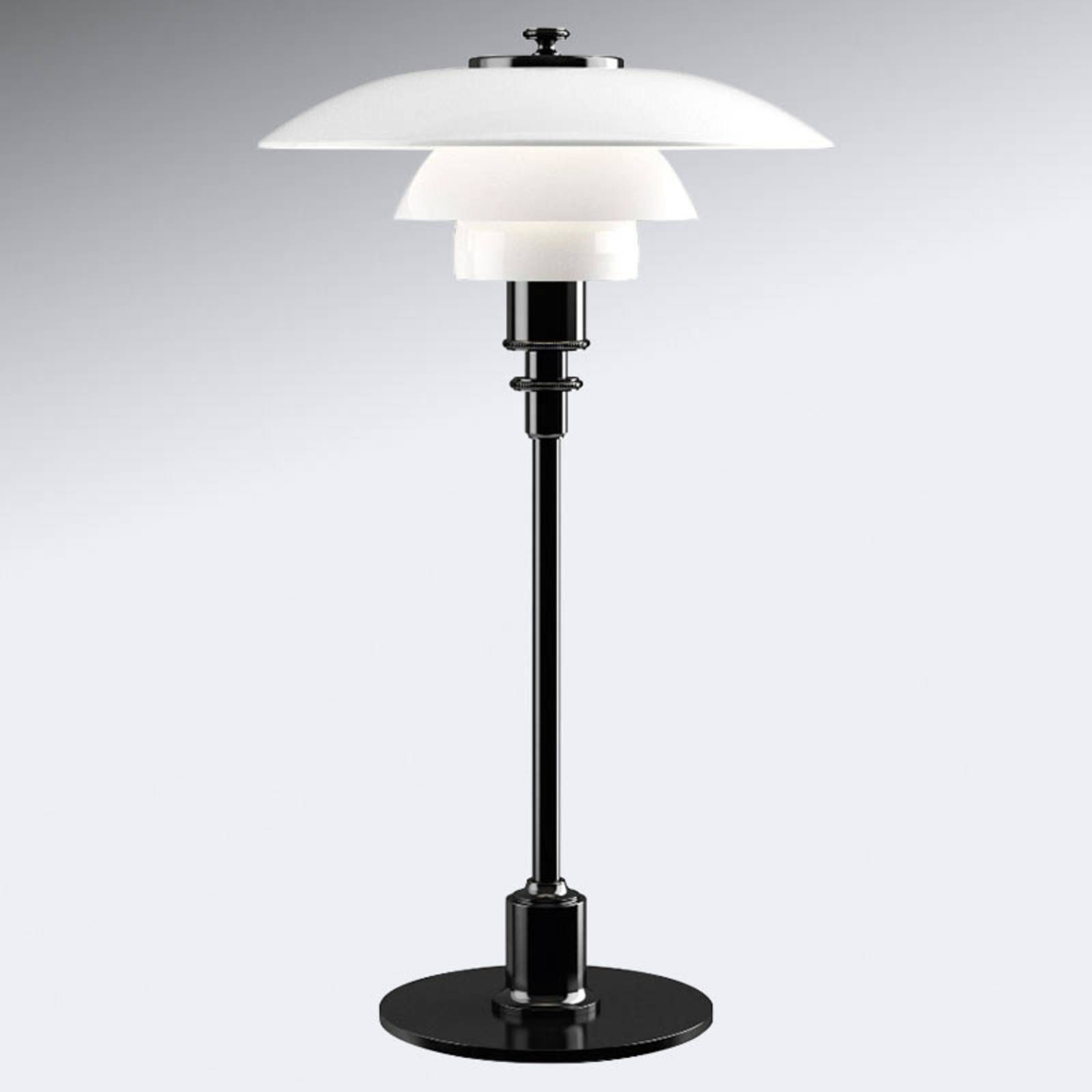 Louis Poulsen PH 2/1 stolná lampa, čierna, Obývacia izba / jedáleň, mosadz, sklo, G9, 33W, K: 35.5cm