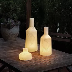 Carpyen Stolová LED lampa Alabast batéria IP65 výška 30 cm, alabaster, 3.3W, K: 30cm