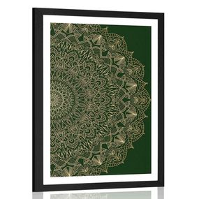 Plagát s paspartou detailná ozdobná Mandala v zelenej farbe - 40x60 black