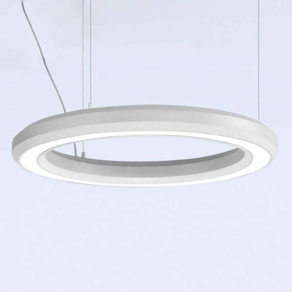 Marchetti Závesné LED svietidlo Materica dole Ø 60 cm biele, Obývacia izba / jedáleň, betón, 45W, K: 6.5cm