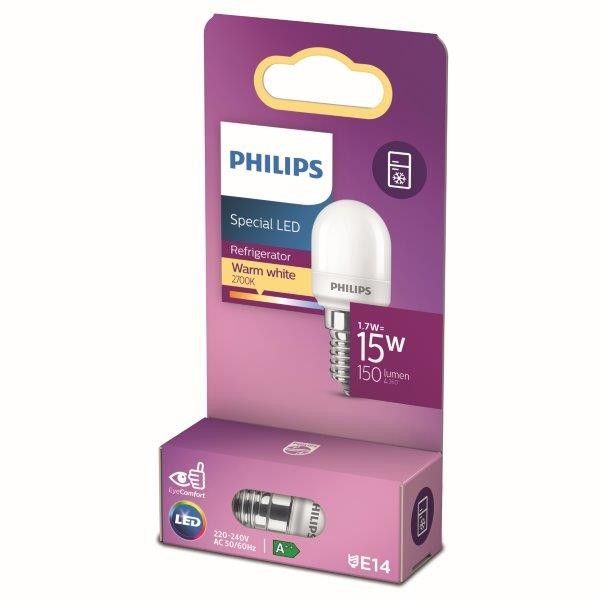 Philips 8718699771935 LED žiarovka 1x1,7W | E14 | 150lm | 2700K - teplá biela, matná biela, do chladničky, EyeComfort
