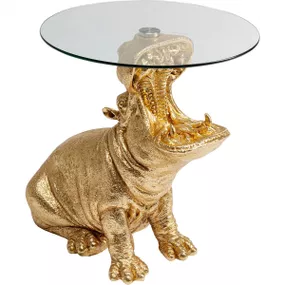 KARE Design Odkládací stolek Hippo - zlatý, Ø48cm