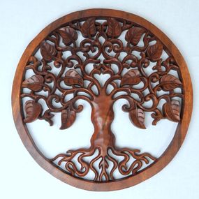Dekorácia na stenu Strom života I. okrúhly, drevo, 40 cm, ručná práca,