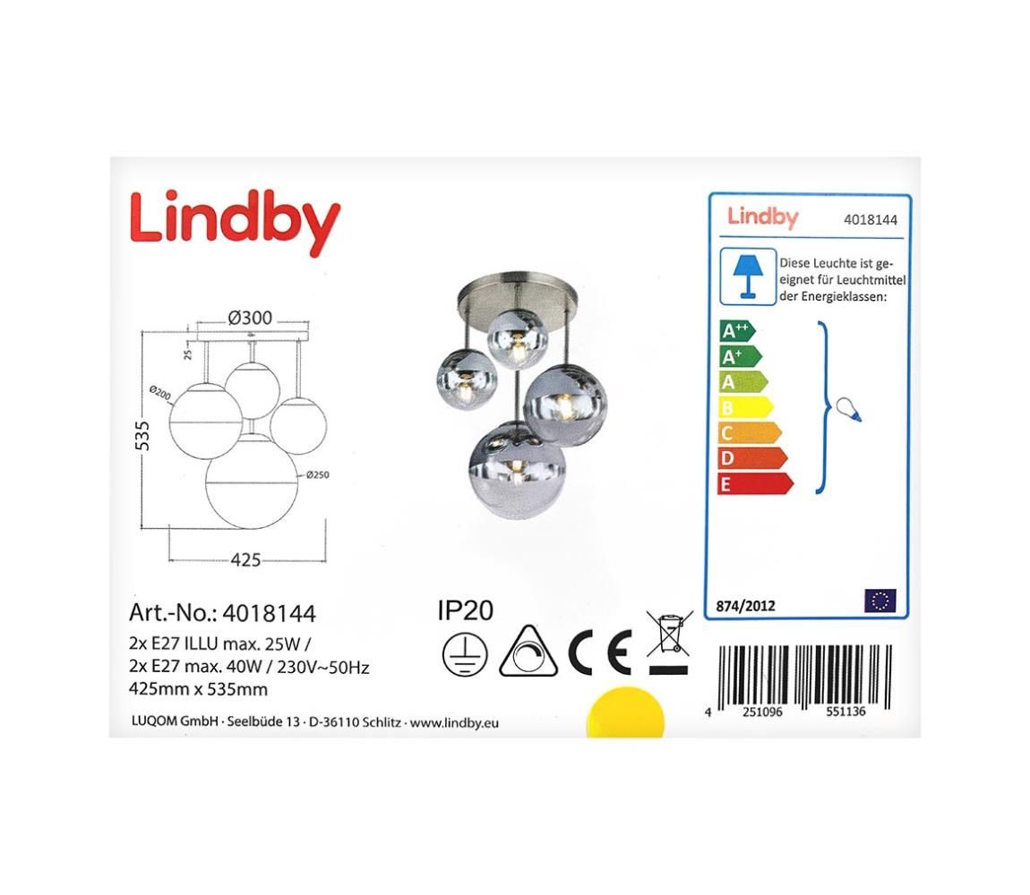 Lindby - Stropné svietidlo RAVENA 2xE27/40W/230V + 2xE27/25W/230V