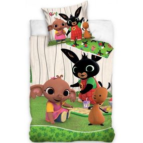 Carbotex · Detské posteľné obliečky do veľkej postele Zajačik Bing - motív Piknik na záhrade - 100% bavlna - 70 x 90 cm + 140 x 200 cm