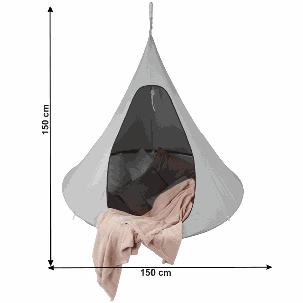 Závesné hojdacie kreslo, svetlosivá, KLORIN NEW KLASIK CACOON HAMMOCK