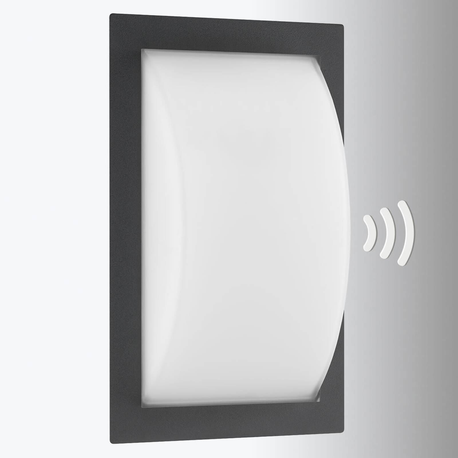 LCD Vonkajšie LED svietidlo Ivett grafit detektor, hliník, ušľachtilá oceľ, opálové sklo, 13W, L: 19.5 cm, K: 31cm