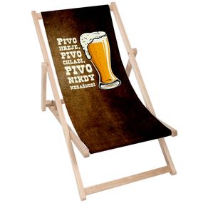 Drevené plážové lehátko Pivo hreje, pivo chladí, pivo nikdy nezaškodí