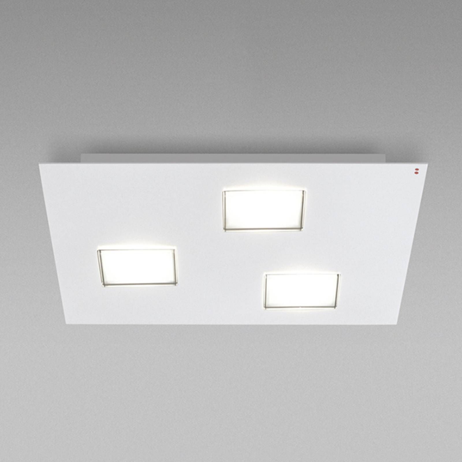 Fabbian Quarter biele stropné LED svetlo 3-pl., Obývacia izba / jedáleň, hliník, polykarbonát, 4.5W, P: 30 cm, L: 30 cm, K: 3.5cm