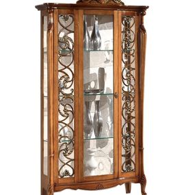 Estila Baroková luxusná masívna vitrína Pasiones na nožičkách s presklenými vyrezávanými dvierkami 197cm