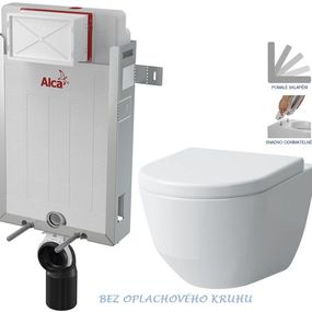 ALCADRAIN Renovmodul - predstenový inštalačný systém bez tlačidla + WC LAUFEN PRO RIMLESS + SEDADLO AM115/1000 X LP1