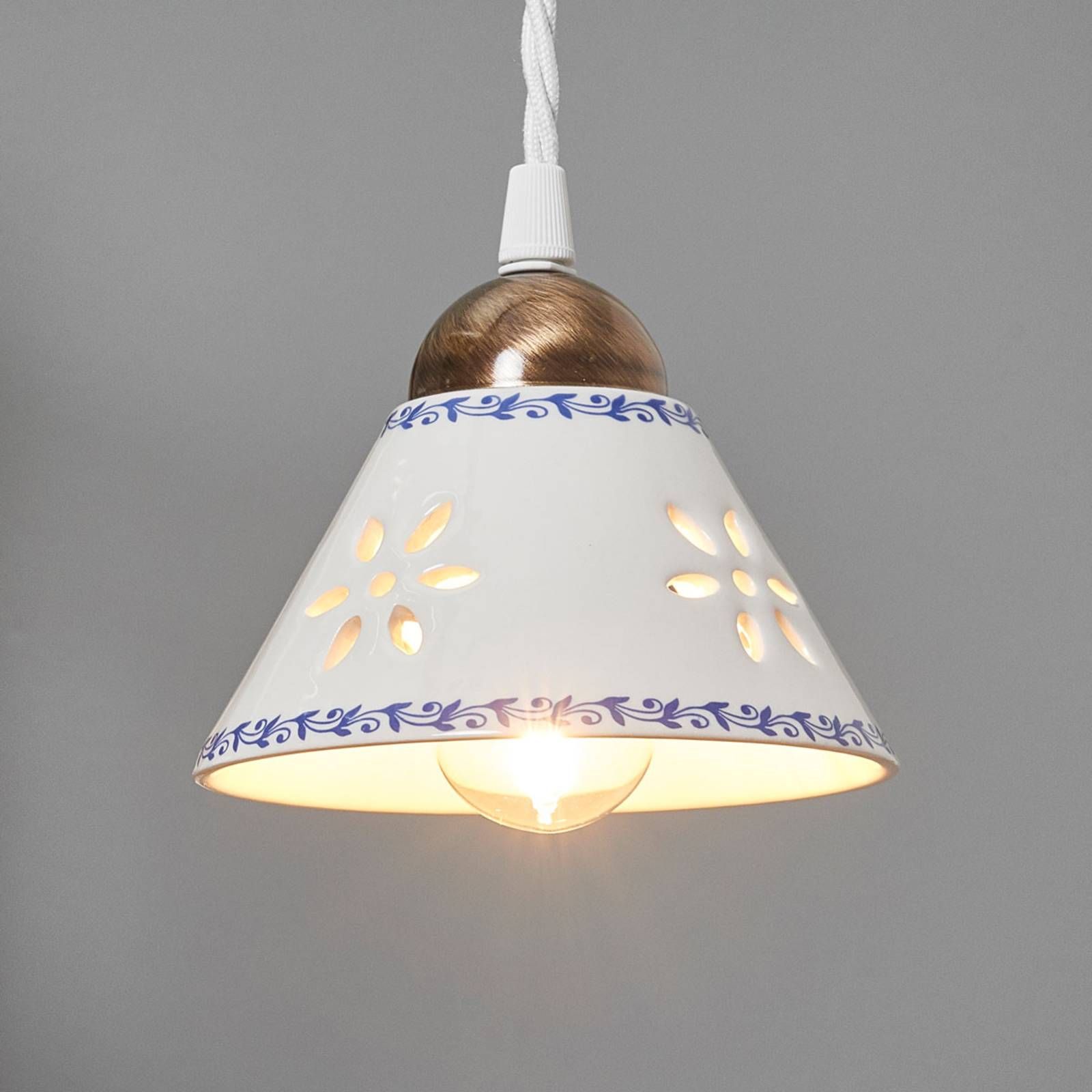 Ceramiche Závesná lampa NONNA z bielej keramiky, Obývacia izba / jedáleň, keramika, kov, E14, 40W