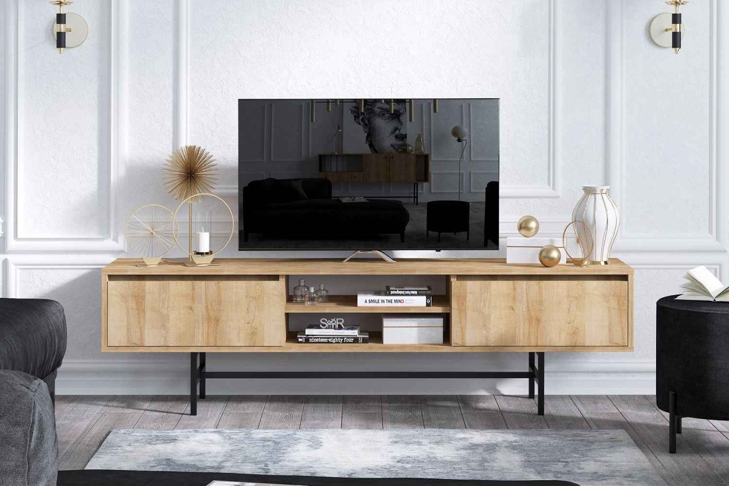 Dizajnový TV stolík Umika 180 cm vzor dub