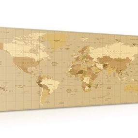 Obraz na korku mapa sveta v béžovom odtieni - 120x60