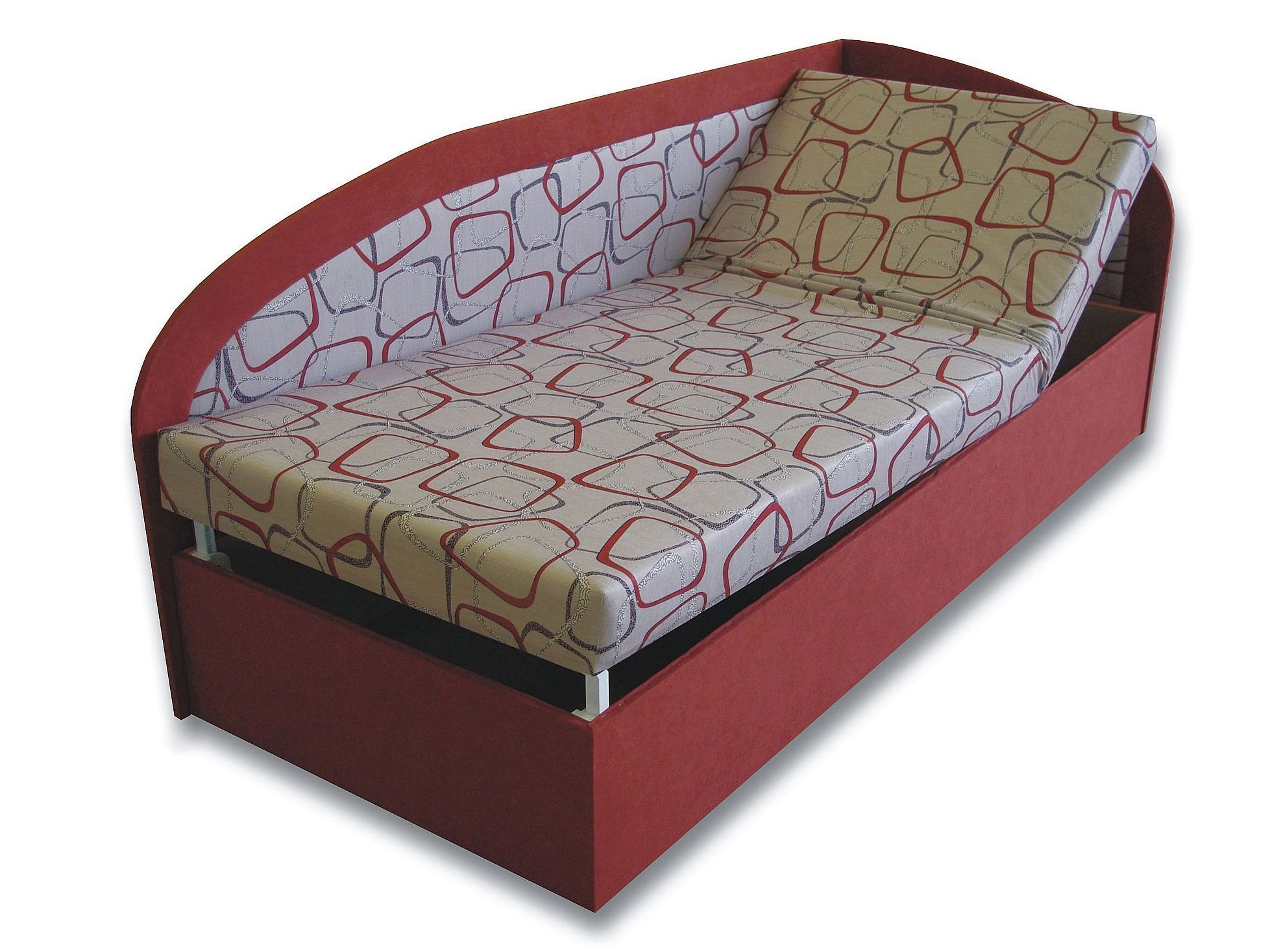 Jednolôžková posteľ (váľanda) 80 cm Kamila (Tehlová 41 + Dodo 1008) (P)