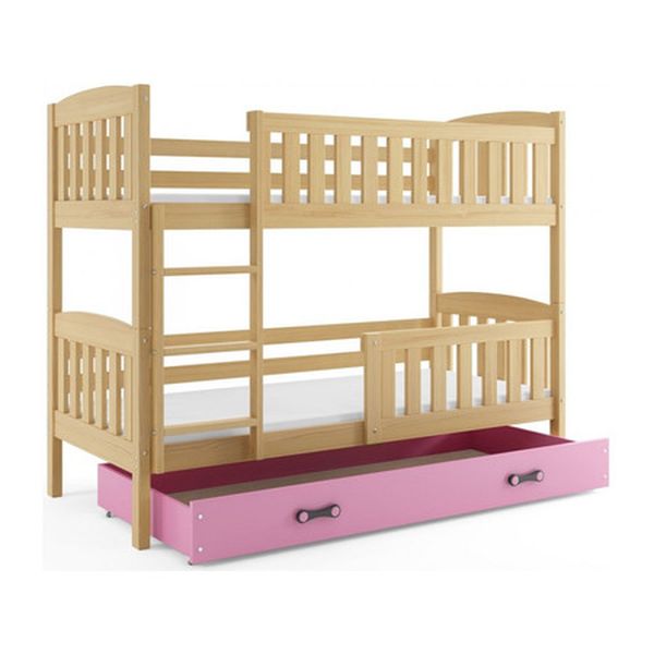 Detská poschodová posteľ KUBUS s úložným priestorom 80x190 cm - borovica Zelená