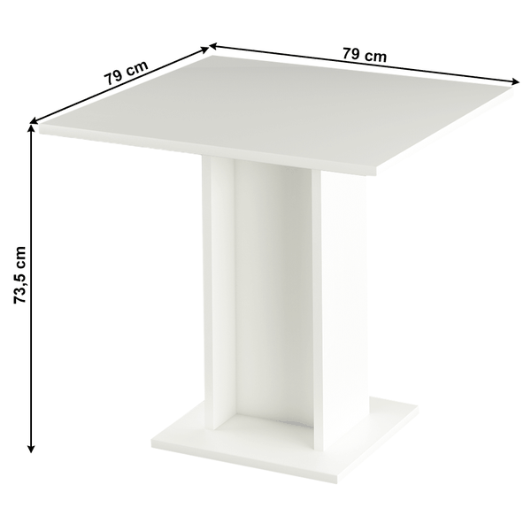 Jedálenský stôl, biela, 79x79 cm, EUGO