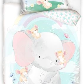 DomTextilu Luxusné bavlnené obliečky pre deti s roztomilým sloníkom a myškami 48953-222798