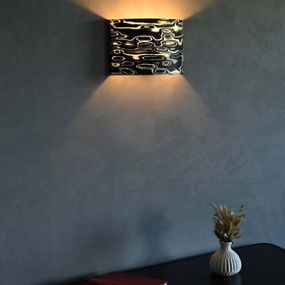 LeuchtNatur Cortex Nástenné svetlo Nero, Obývacia izba / jedáleň, drevo, kov, E27, 10W, L: 26 cm, K: 17cm