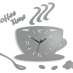 Nástenné hodiny Coffee svetlo šedé