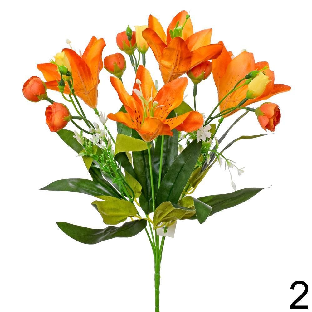 Kytica Ľalia + Ranunculus 35cm oranžová 1001345O