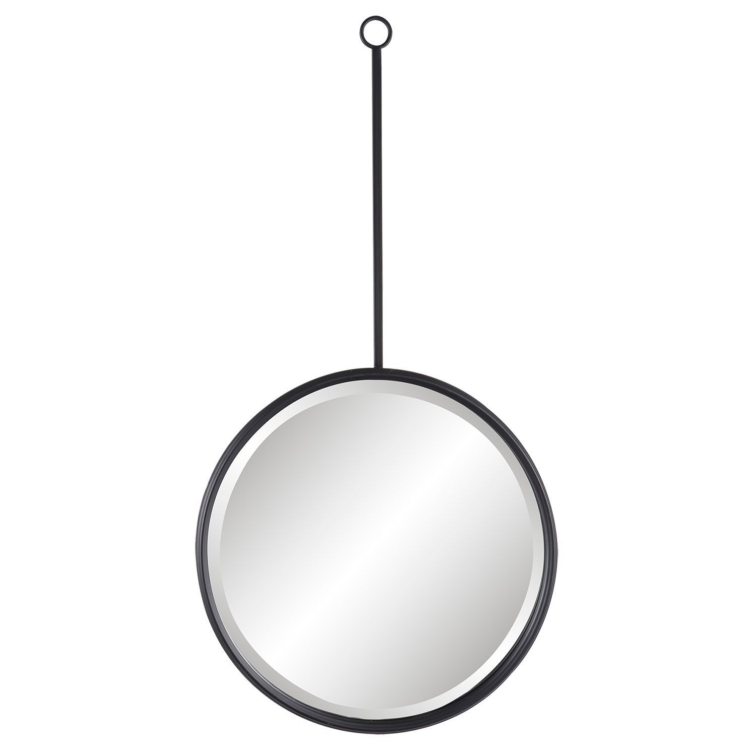 Čierne okrúhle kovové nástenné zrkadlo - Ø 40 * 3 * 77 cm