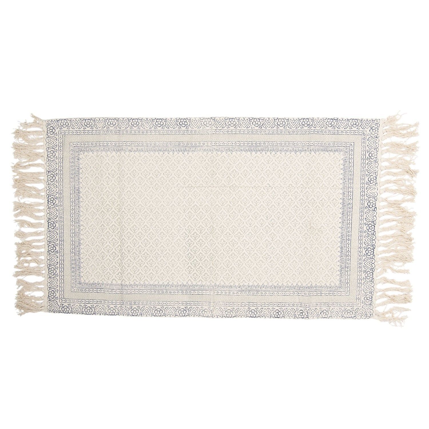 Krémový bavlnený koberec s šedými ornamentami - 70 * 120 cm
