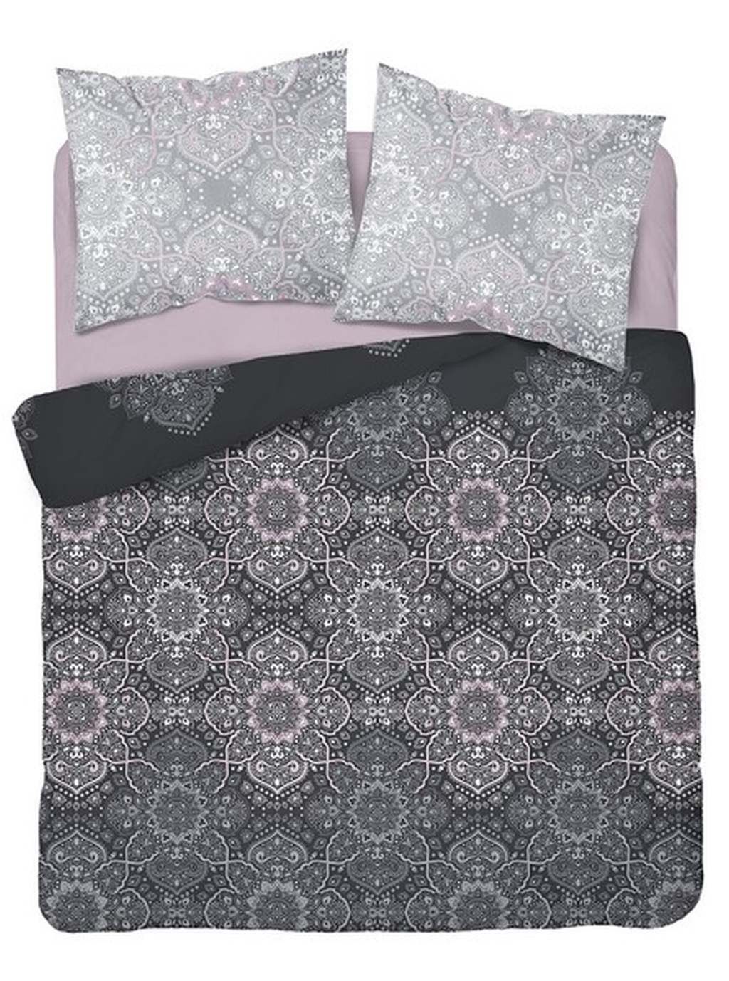 DomTextilu Šedé posteľné obliečky s moderným ornamentom ružovej farby 3 časti: 1ks 160 cmx200 + 2ks 70 cmx80 Sivá 70 x 80 cm 39001-182928