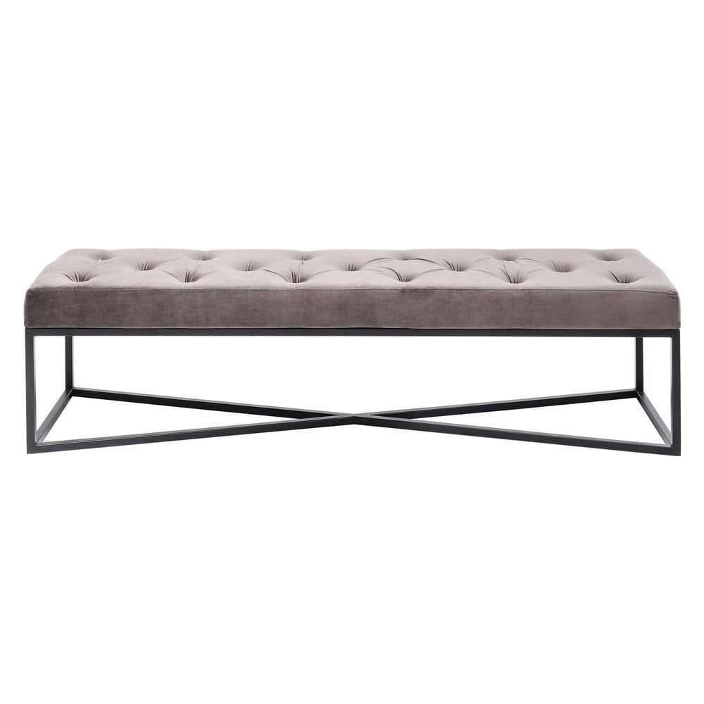 Sivá zamatová lavica Kare Design Crossover, 150 cm
