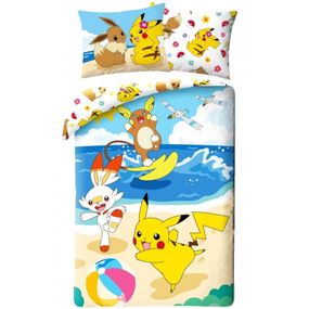 Halantex · Bavlnené posteľné obliečky Pokémoni na pláži - 100% bavlna - 70 x 90 cm + 140 x 200 cm