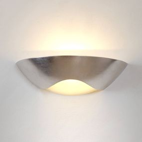 Holländer Vznešené nástenné svietidlo Matteo Curve striebro, Obývacia izba / jedáleň, keramika, sklo, R7s 78.3 mm, 200W, L: 36.5 cm, K: 10cm