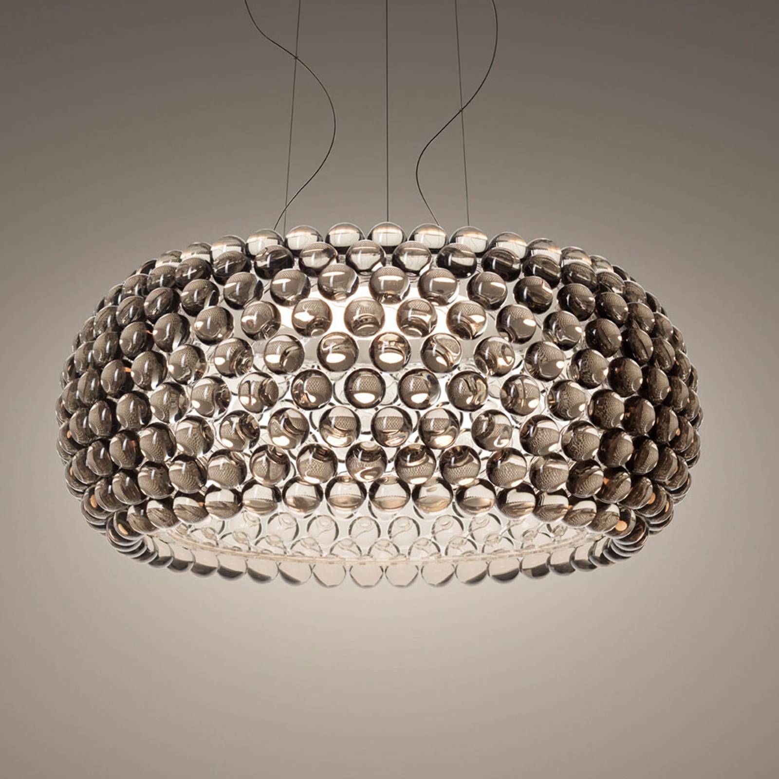 Foscarini Caboche Plus Grande MyLight 2 700K sivá, Obývacia izba / jedáleň, ručne fúkané opálové sklo, plast PMMA, oceľ, hliník, 28W, K: 28cm