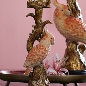 Zlatý antik svietnik s papagájom Parrot antique - 9*8*28 cm