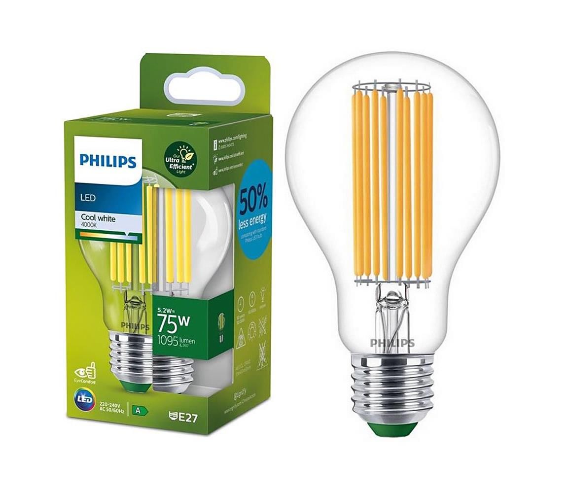 LED Žiarovka FILAMENT Philips A70 E27/5,2W/230V 4000K