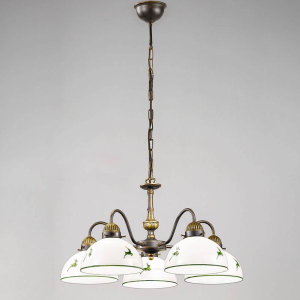 austrolux by Kolarz KOLARZ Nonna závesná lampa vidiecky bielo-zelená, Obývacia izba / jedáleň, kov, sklo, E27, 75W, K: 35cm