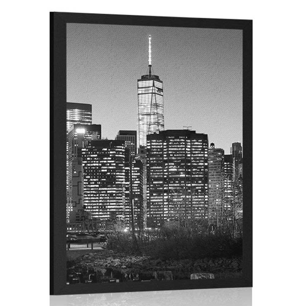 Plagát centrum New Yorku v čiernobielom prevedení - 40x60 black