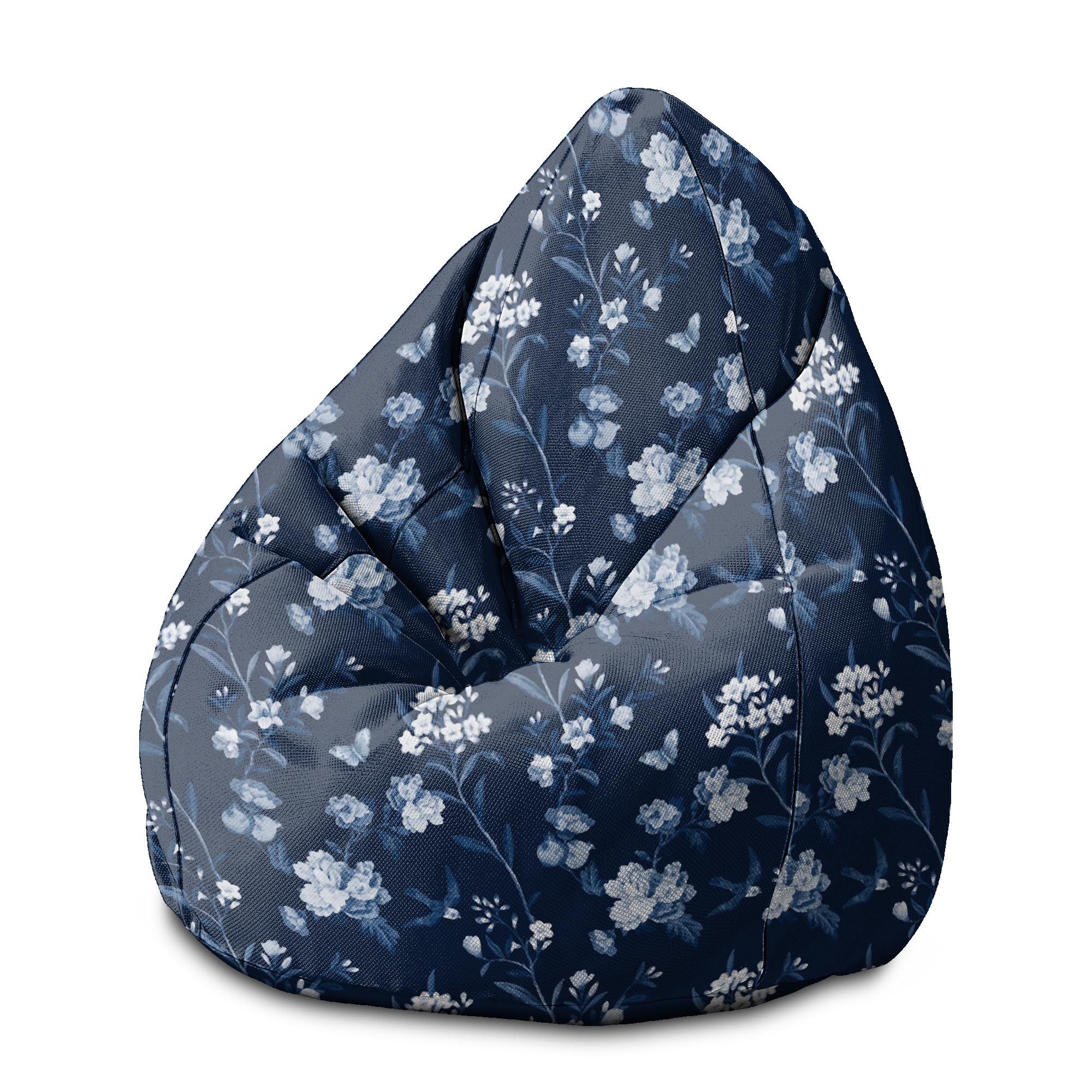 Sedací vak  Pearshape Blue Botanical-M-Velvet