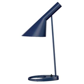 Louis Poulsen AJ - stolná lampa, polnočná modrá, Obývacia izba / jedáleň, oceľ, zinkový tlakový odliatok, E27, 20W, L: 16 cm, K: 56cm