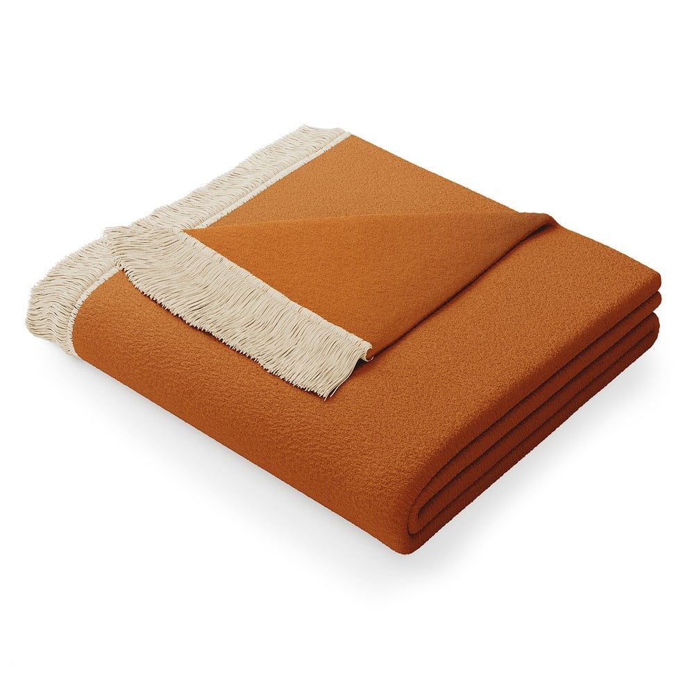 Oranžová deka s prímesou bavlny AmeliaHome Franse, 150 x 200 cm