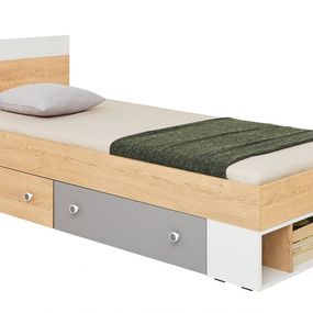 Detská posteľ 90x200 eragon - dub/biela/šedá