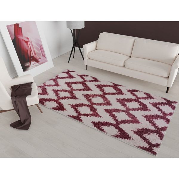 Vínovo-biely umývateľný koberec 80x150 cm - Vitaus