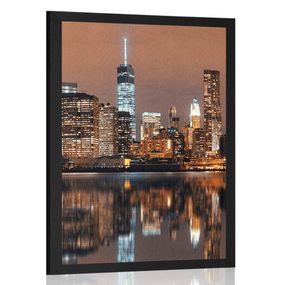 Plagát odraz Manhattanu vo vode - 20x30 silver