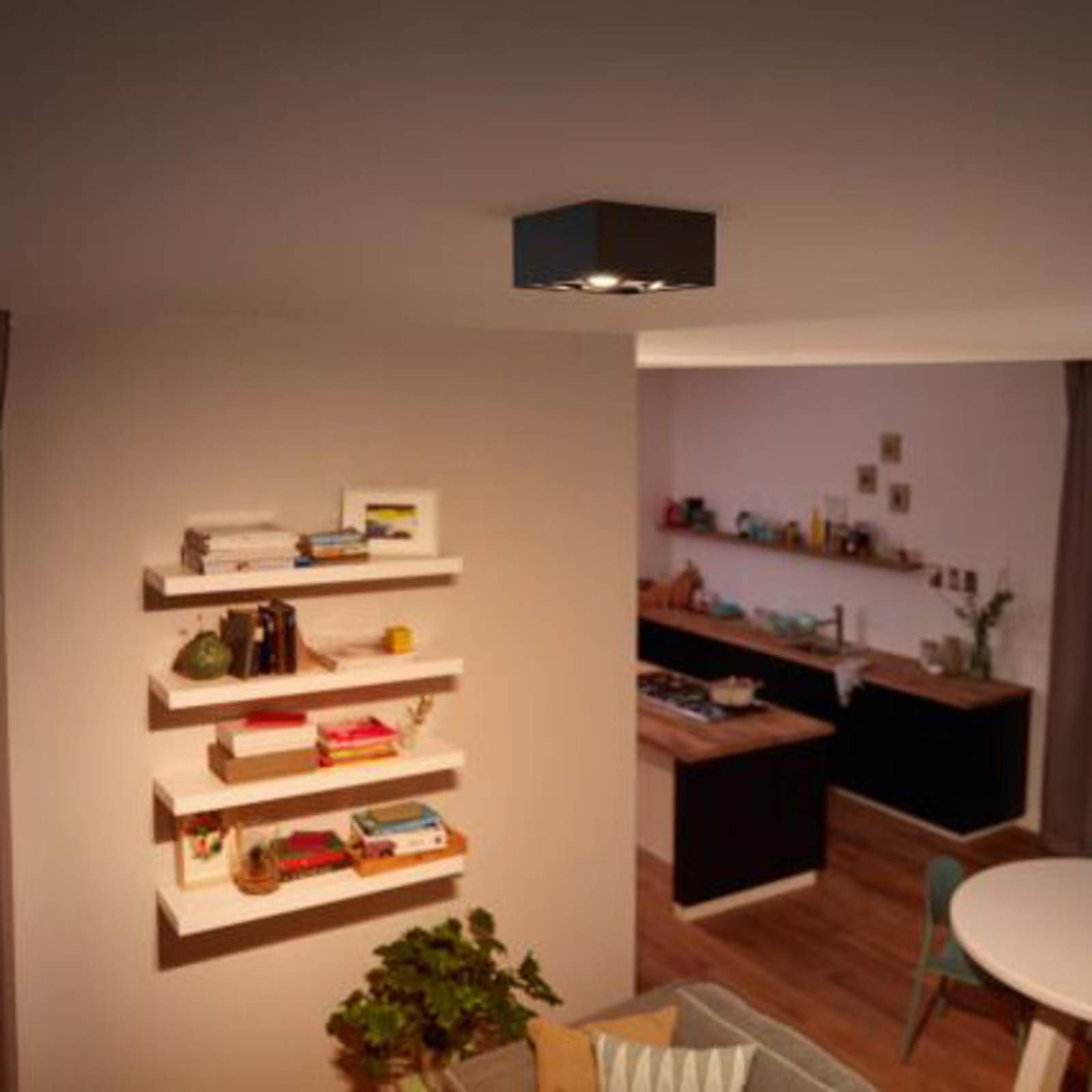 Philips myLiving LED bodové svetlá Box 4-pl čierna, Obývacia izba / jedáleň, hliník, 4.5W, P: 20.2 cm, L: 20.2 cm, K: 10cm