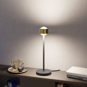 Top Light Puk! 80 Eye Table LED šošovky matné mosadz/čierna, Obývacia izba / jedáleň, hliníkový zinok, látka, sklo, 12W, K: 37cm